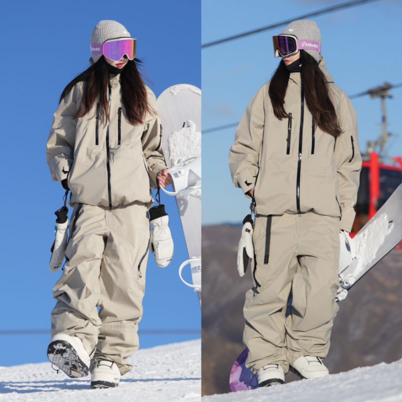 DOCESHEN全压胶3L防水防风加棉加厚连帽滑雪服套装单板双板 - 图2