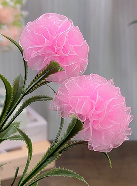 新品【送防摔花瓶】2.5cm雪纱带康乃馨材料包桌摆件花束手工DIY