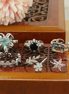 款式混装开口可调节彩色锆石蝴蝶结戒指义乌饰品直销