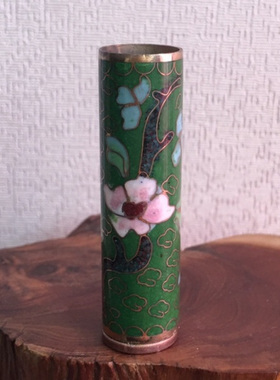 出口创汇时期绿色景泰蓝小花瓶1个原版真品如图旧藏文玩艺术收藏