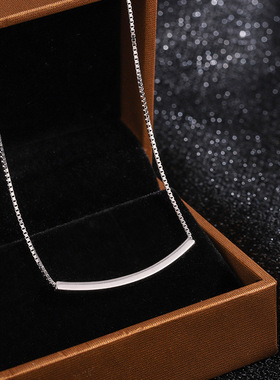 帝丰s999纯银微笑项链女冷淡风ins极简弧形弯管锁骨链设计感颈链