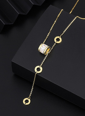 帝丰999纯银小蛮腰流苏项链女ins小众设计罗马数字锁骨链时尚