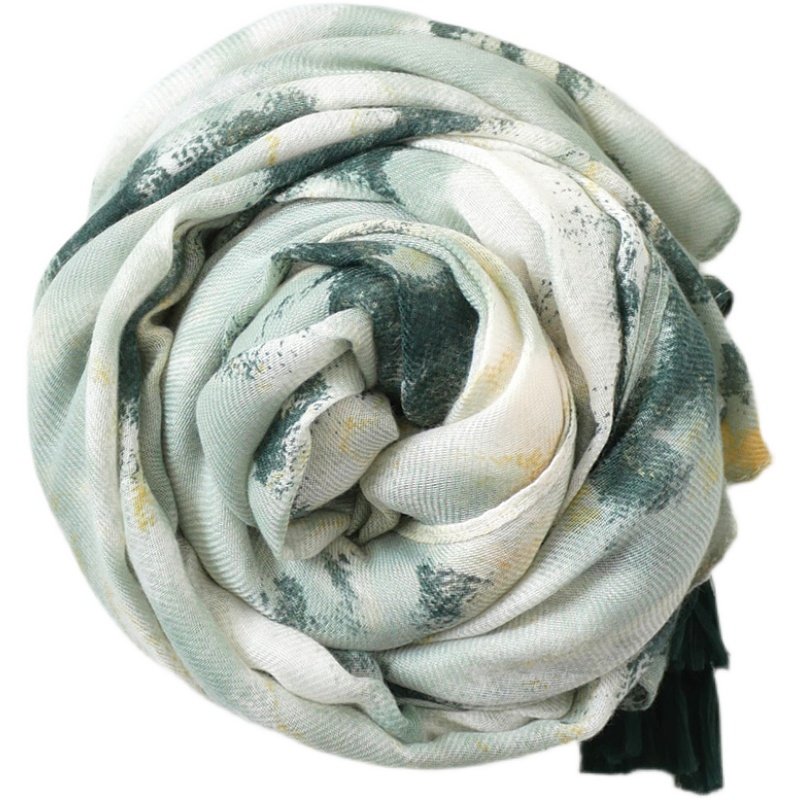 烟雨水墨 文艺范棉麻围巾女 艺术晕染百搭中国风春秋丝巾夏季披肩,淘宝优惠券,粉丝福利购,淘宝优惠卷