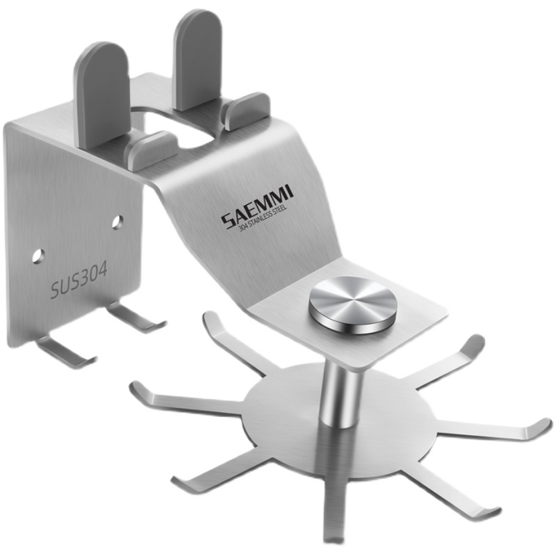 德国saemmi厨房置物架挂架免打孔锅铲收纳架壁挂式不锈钢旋转挂钩 - 图3