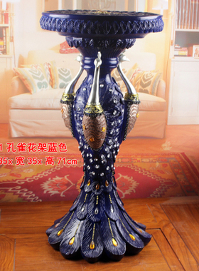 玄关古典风孔雀茶桌树脂工艺品