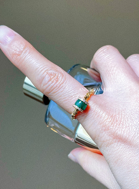 AnnieJewelry非洲翠碎银子戒指