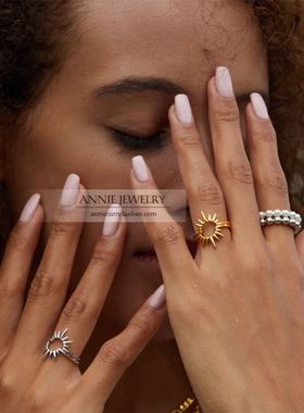 AnnieJewelry麻花不规则方形戒指