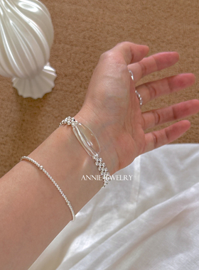 Annie Jewelry 超仙清冷感白水晶编织链 弯管银珠葫芦坠手链 两款