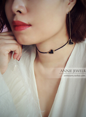 choker设计师品牌风天然黑色耳线