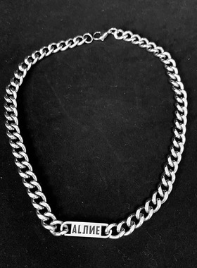 简约粗款字母项链男士古巴链锁骨