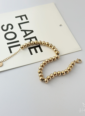 金晨同款马上暴富玫瑰金圆珠钛钢手链女简约百搭气质手饰闺蜜礼物