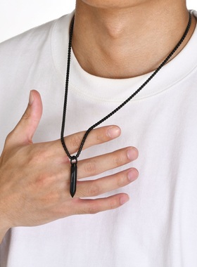 钉子菱形吊坠男士钛钢项链不掉色