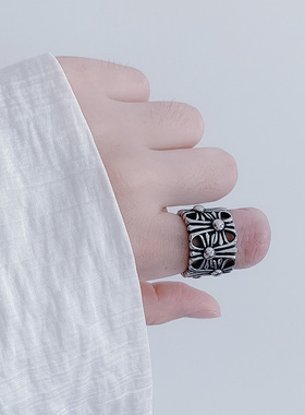 宽版墓葬十字架戒指男潮款不掉色