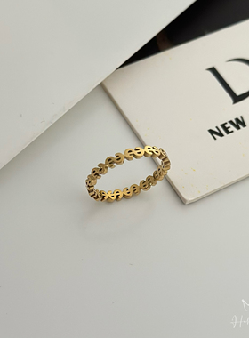 不掉色金色戒指女钛钢食指轻奢