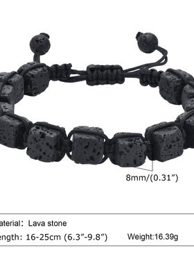欧美时尚街拍黑色火山石男士手链