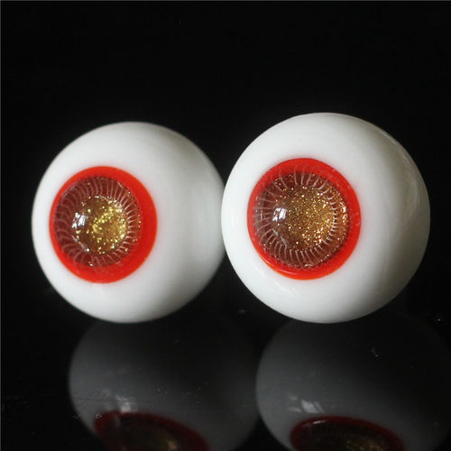 BJD娃娃眼睛橘红色渐变花纹彩瞳眼珠1/3分巨婴熊妹眼球1618mm现货 - 图2