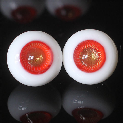 BJD娃娃眼睛橘红色渐变花纹彩瞳眼珠1/3分巨婴熊妹眼球1618mm现货 - 图3
