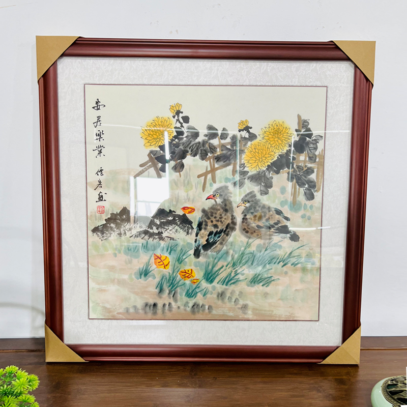 手绘兰花国画牡丹花鸟画客厅沙发三联壁画卧室挂画餐厅玄关装饰画