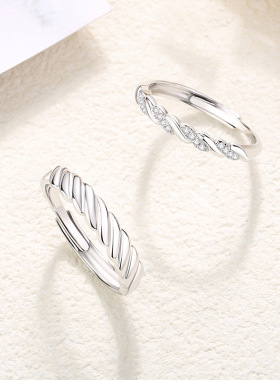 原创s925纯银爱意缠绵情侣对戒小众设计麻花对戒级感ins指环高级