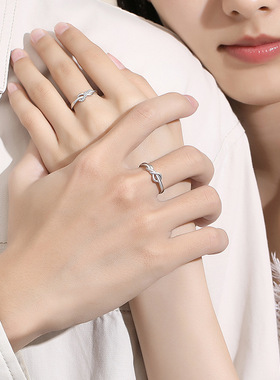 爱无止境情侣戒指925纯银一对交织缠绕莫比乌斯环对戒情人节520