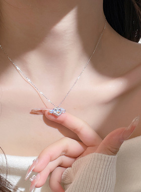 原创s925纯银天使爱心项链女网红气质心形羽翼锁骨链轻奢ins礼物