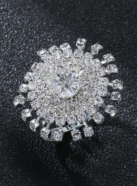 圆形水钻闪亮全铜气质百搭高级女