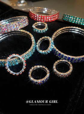 施家多层彩色镶钻手链新款潮气质设计感小众时尚手环简约手饰