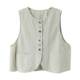 Gujia literary round neck cotton and linen casual vest buttoned stacked sleeveless jacket for women 2026 spring new style