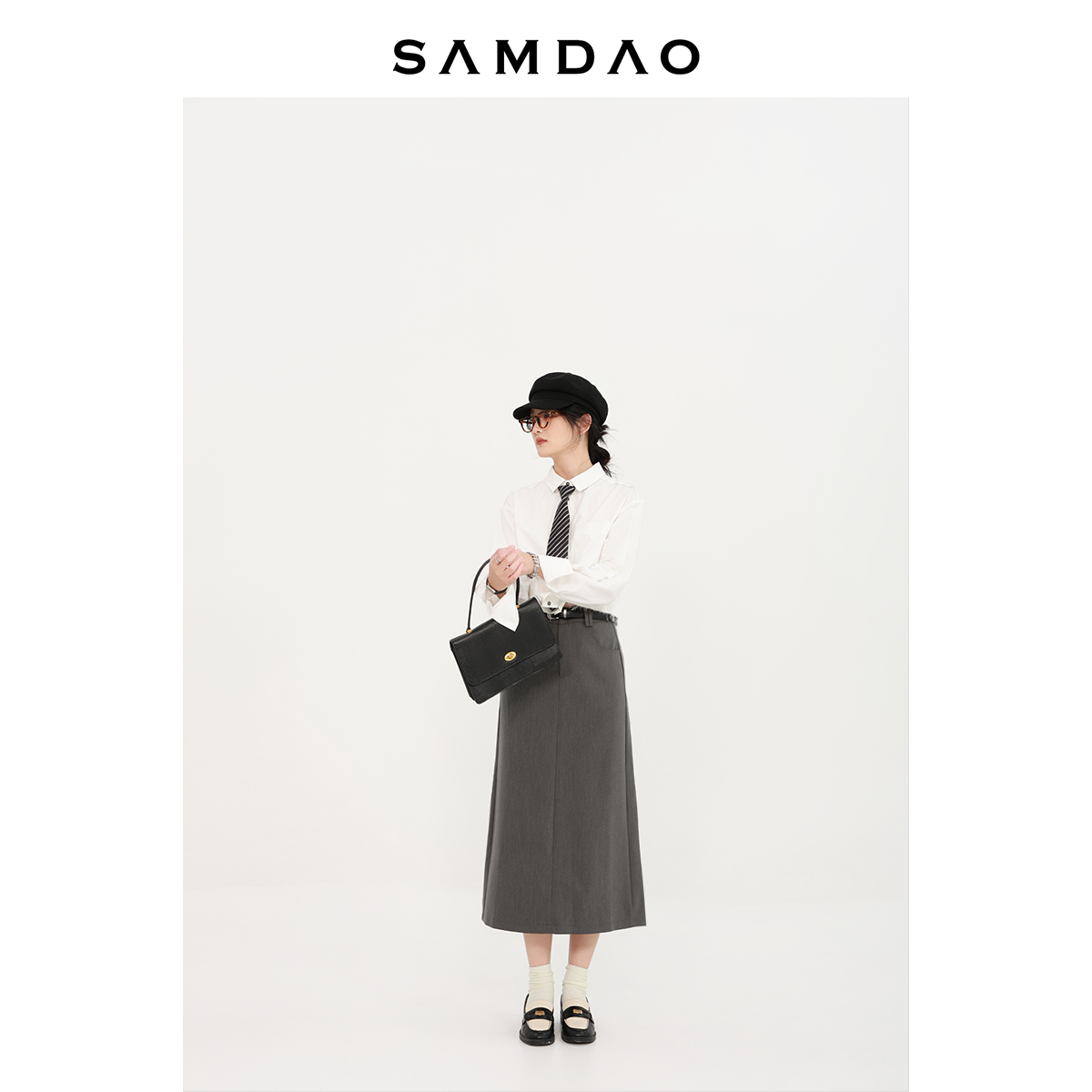 SAMDAO 极简主义-修饰体型一绝-挺阔有型-半身裙直筒一步裙长裙子 - 图1