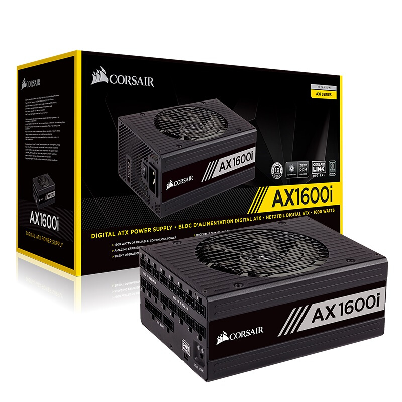 美商海盗船 AX1600i额定1600W 钛金多路GPU工作站电源ATX3.0PCIE5 - 图0