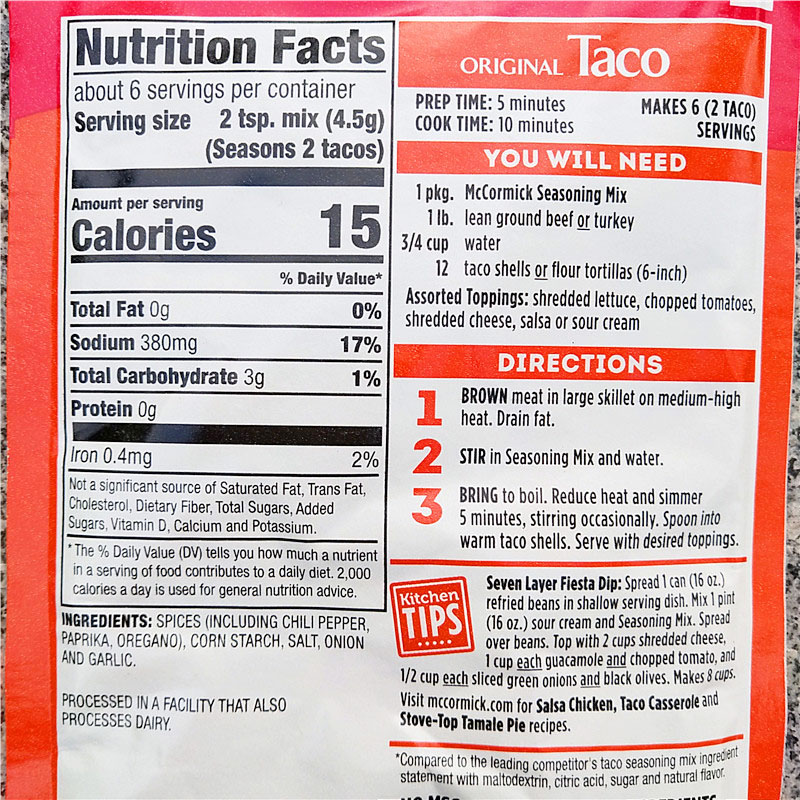 美国玉米卷饼调味料肉馅料调料粉McCormick TACO SEASONING MIX - 图1