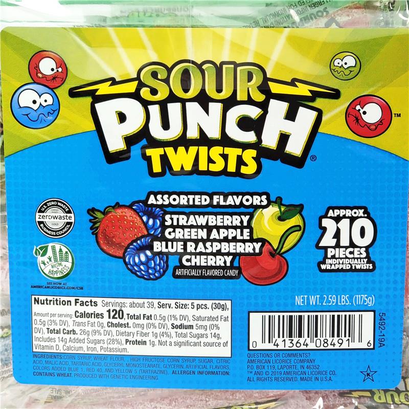 酸派酸甜扭扭糖果混合果味趣味水果软糖SOUR PUNCH TWISTS CANDY - 图0