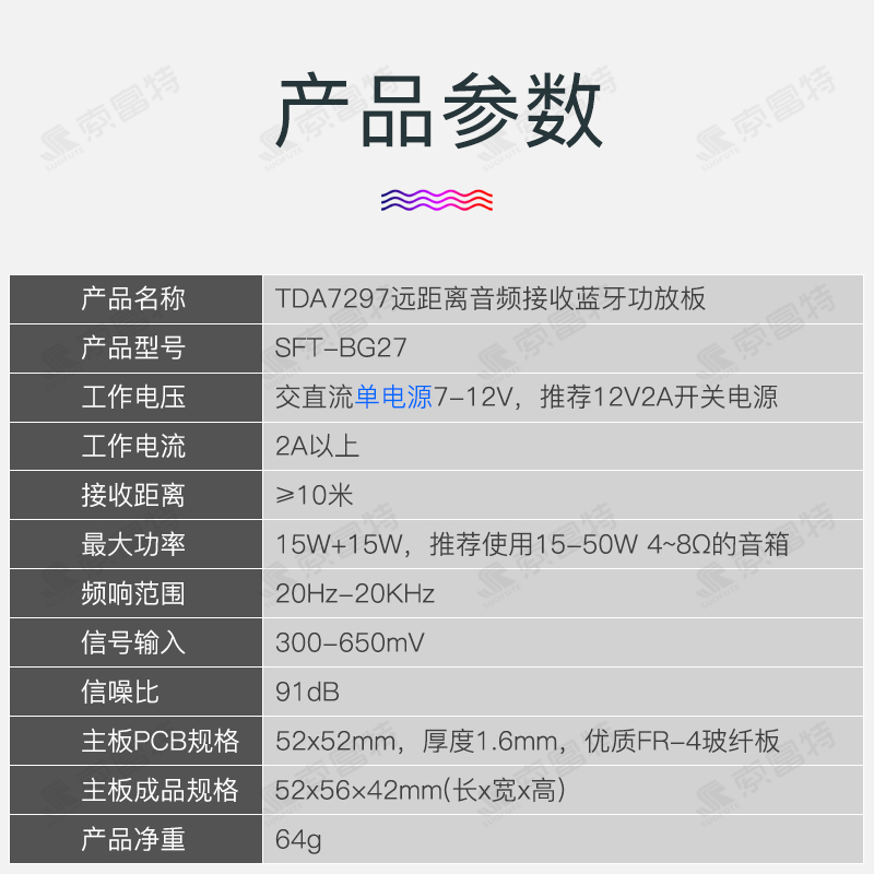 TDA7297蓝牙功放板12V双声道2.0立体声成品无线音频接收模块解码 - 图2