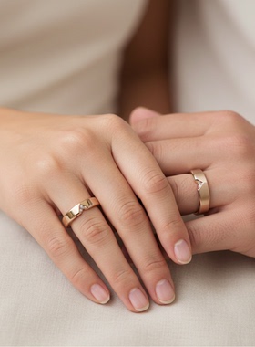 challan原创设计爱心造型 18k金订婚结婚对戒