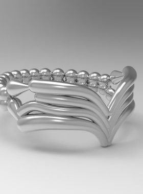 原创设计纯银戒指线条不规则几何拼接圆珠转动戒指女士小众设计