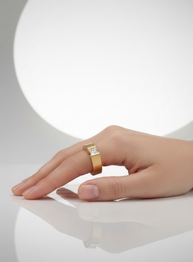 新品原创设计几何宝石镶嵌闪耀戒指小众设计师纯银女生欧美风