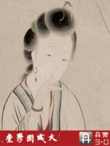 Qingfei Danxu Idle Knocks of the Stones Female Figure Axis Real 1: 1 Ultra Clear Restored Landscape Figure Chinese Painting Hang Painting Silk