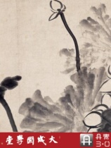 Eight Great Mountain People Lotus Waterfowl Figure Ultra Fine Edition True 1: 1 Super Qing Restoration Write a flower bird Chinese Painting Painting Silk