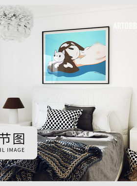 Takeru Amano 天野健巨幅潮流艺术挂画版画客厅卧室猫咪高级装饰