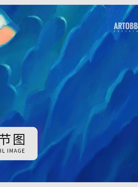 韩国艺术家KIM SeulGi蓝色治愈风猫咪艺术版画客厅卧室儿童房挂画