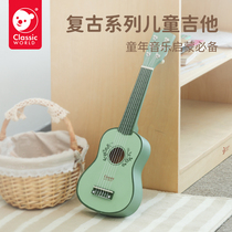 Playable Wooden Kid Guitar Toy Can Play Beginner Emulation Yukri Musical Instrument Toy Male Girl