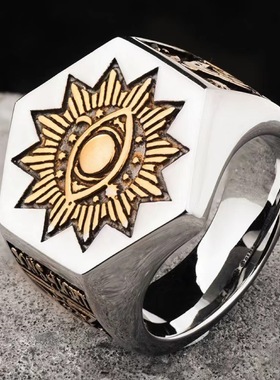 光明会共济会恶魔之眼戒指男士