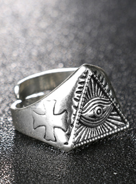 欧美冷门黑手党全视之眼戒指男款