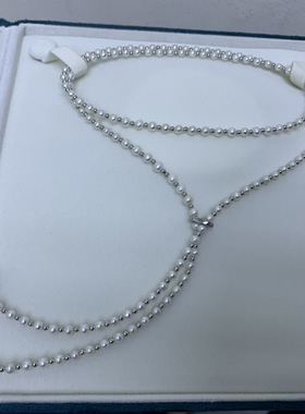 淡水珍珠毛衣链3-4mm天然珍珠礼盒装