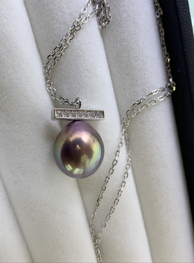 孤品特惠天然珍珠吊坠13mm极光淡水珍珠S925纯银镶嵌