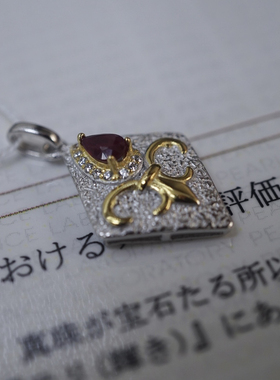 红宝纯银吊坠挂件S925手作吊坠送闺蜜送礼物送女友女款复古风格
