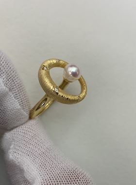 极光海水珍珠纯银戒指6.5-7mm日本akoya珍珠送闺蜜生日礼物