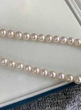 极光无调色桃红色akoya珍珠项链8-8.5mm极微微瑕