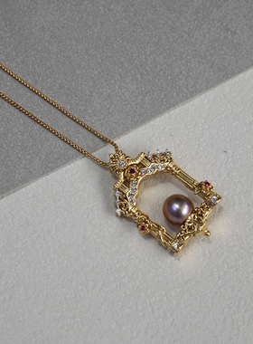 精工版珍珠吊坠S925纯银极光天然淡水珍珠吊坠生日礼物8mm珍珠