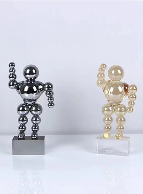 水晶摆件现代轻奢圆珠机器人饰品